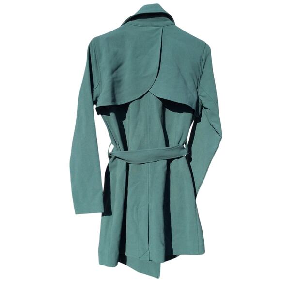 Abercrombie & Fitch Womens Trench Coat Size Medium M Green Jacket Belted Preppy - Picture 4 of 11